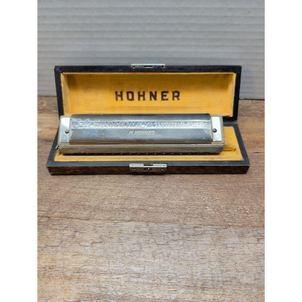 M. Hohner Germany The 64 Chromonica Vintage Harmonica with Case